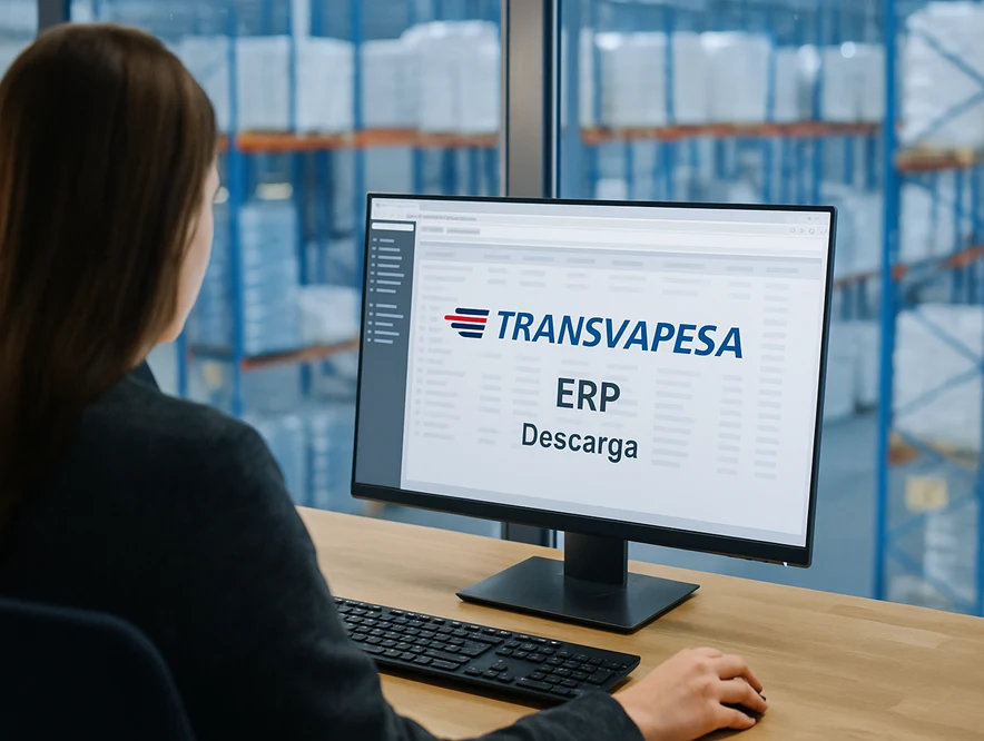 Pantalla del sistema ERP de Transvapesa con la documentación y el seguimiento de los envíos
